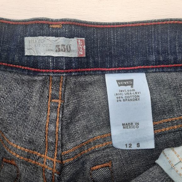 Vtg Y2K Levis 550 Jeans Womens 12S Short Blue Denim Relaxed Bootcut Retro - Picture 3 of 9